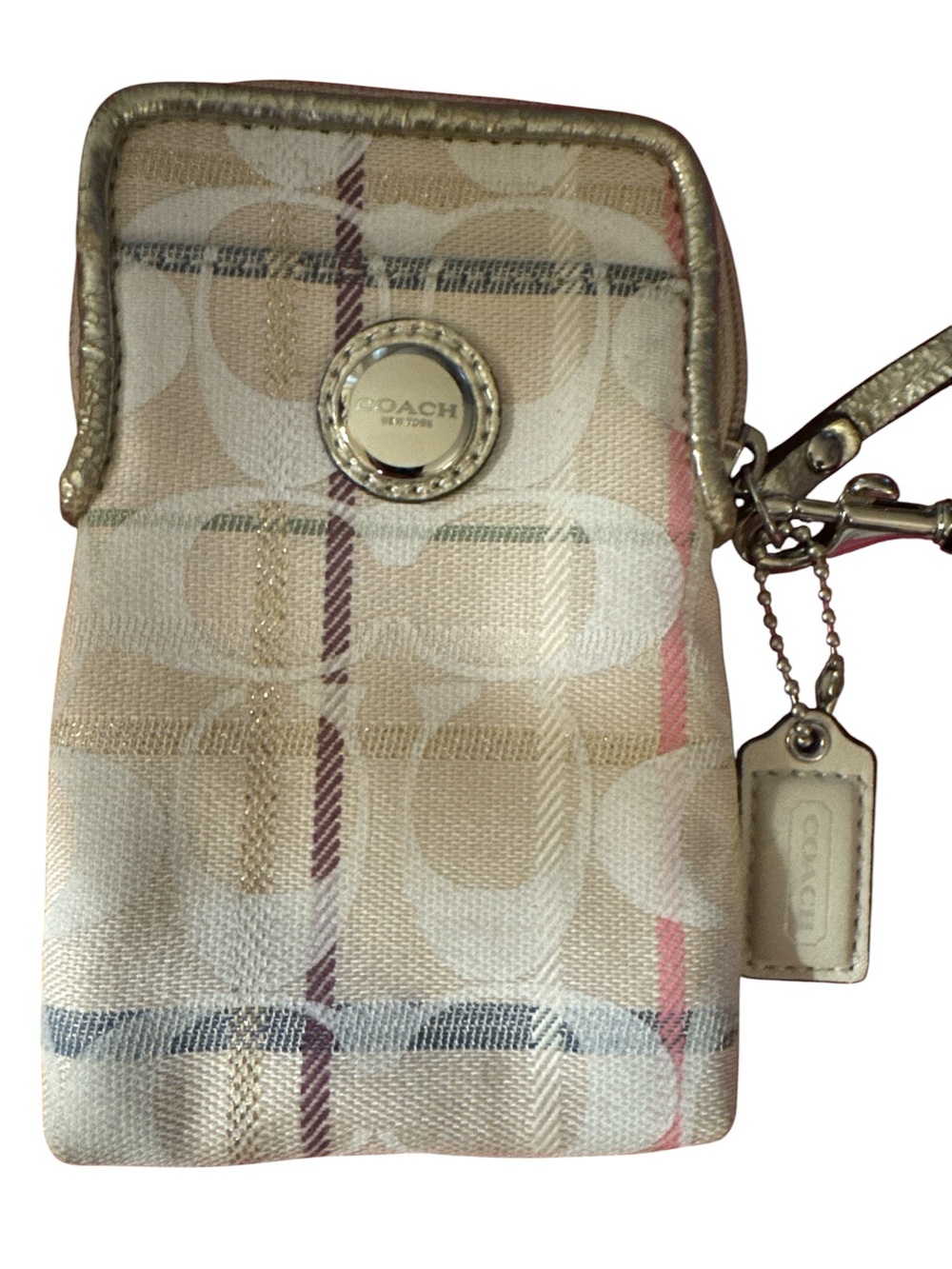 Vintage COACH New York soft body wristlet in beige
